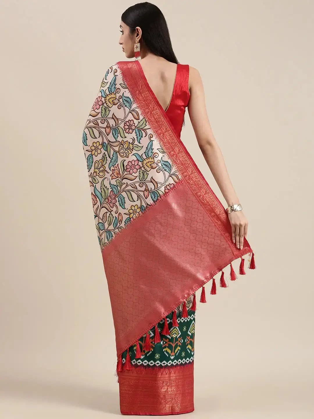 Light Pink Kalamkari Print Kanjivaram Zari Silk Saree
