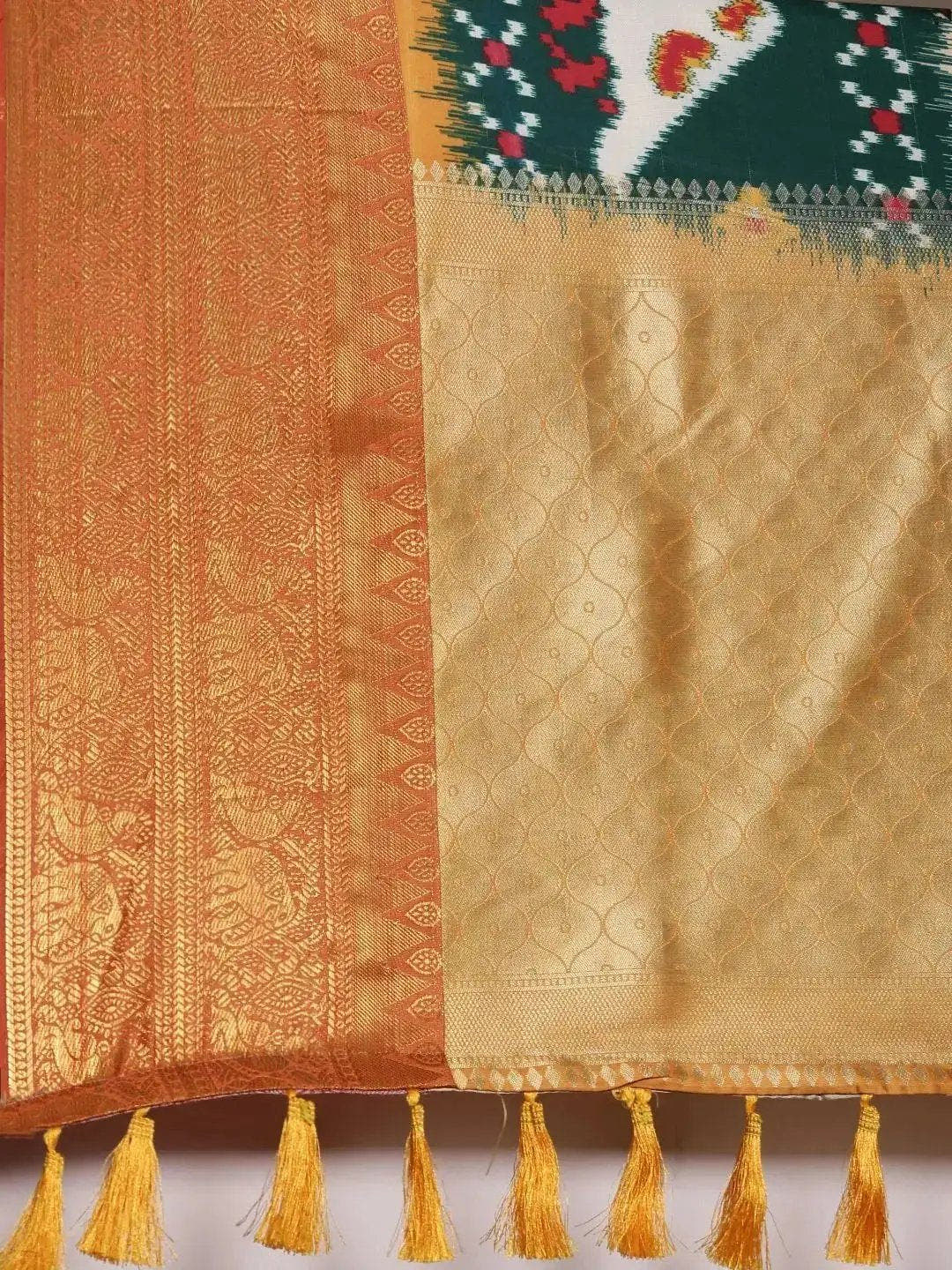 Cream Colour  Kalamkari Print Kanjivaram Zari Silk Saree