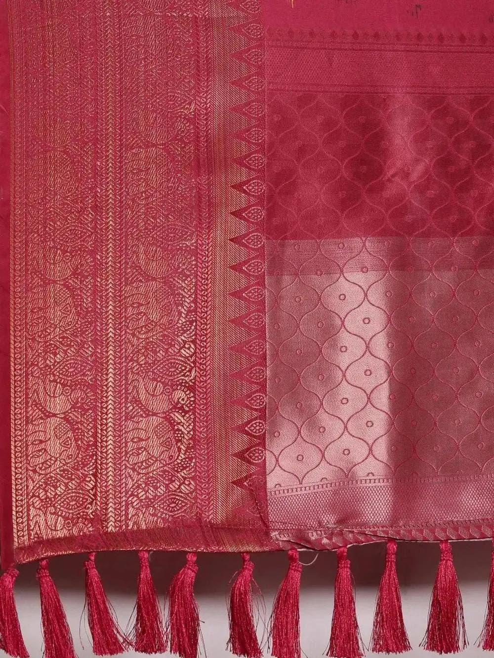 Pink Colour Kalamkari Print Kanjivaram Zari Silk Saree