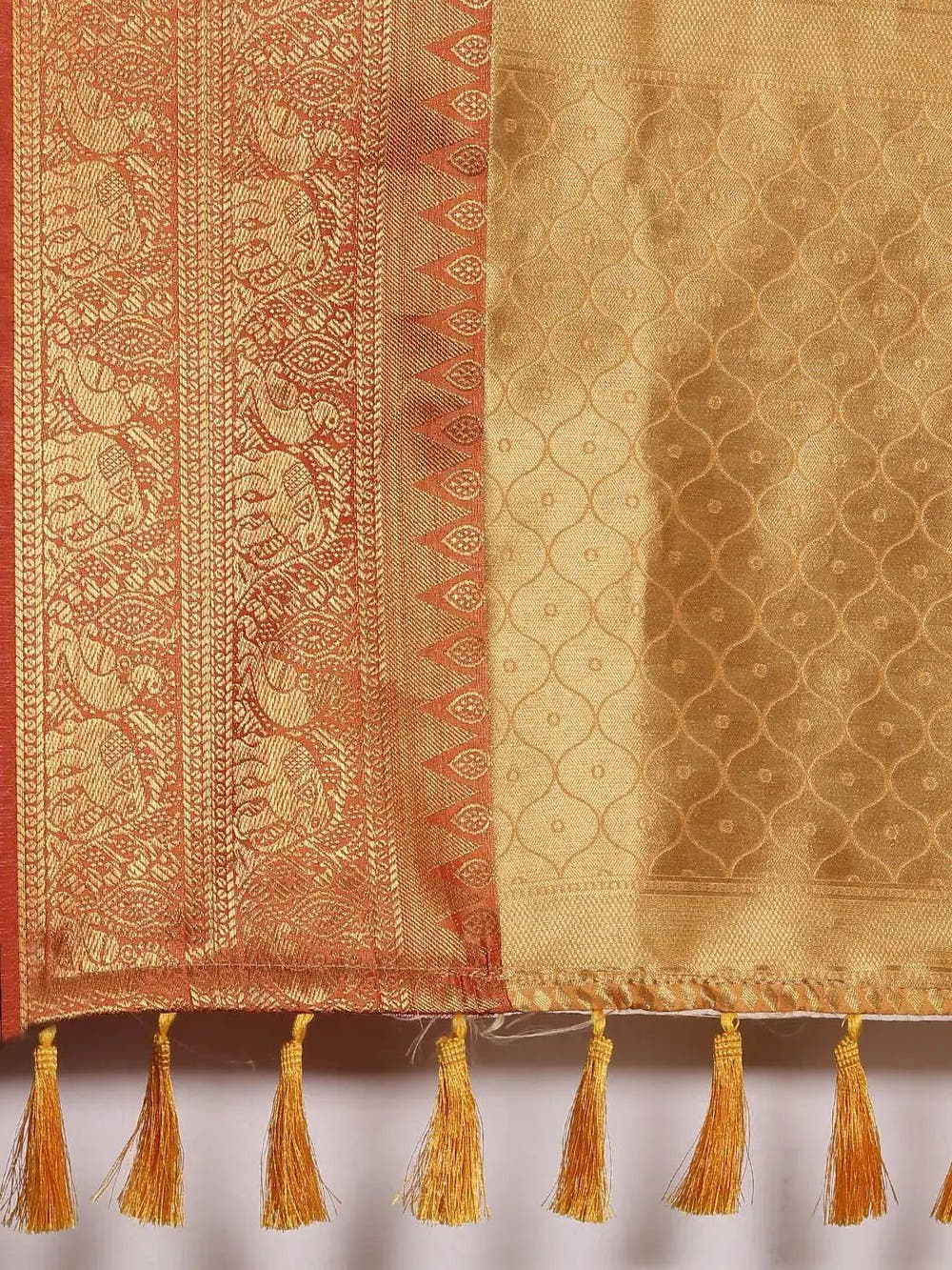 Yellow Colour Kalamkari Print Kanjivaram Zari Silk Saree