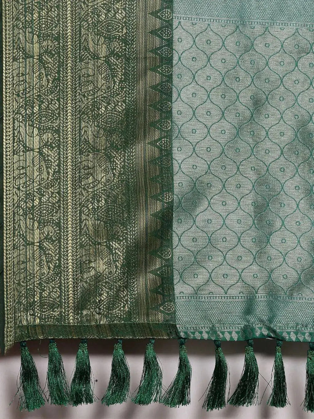 Green Colour Kalamkari Print Kanjivaram Zari Silk Saree