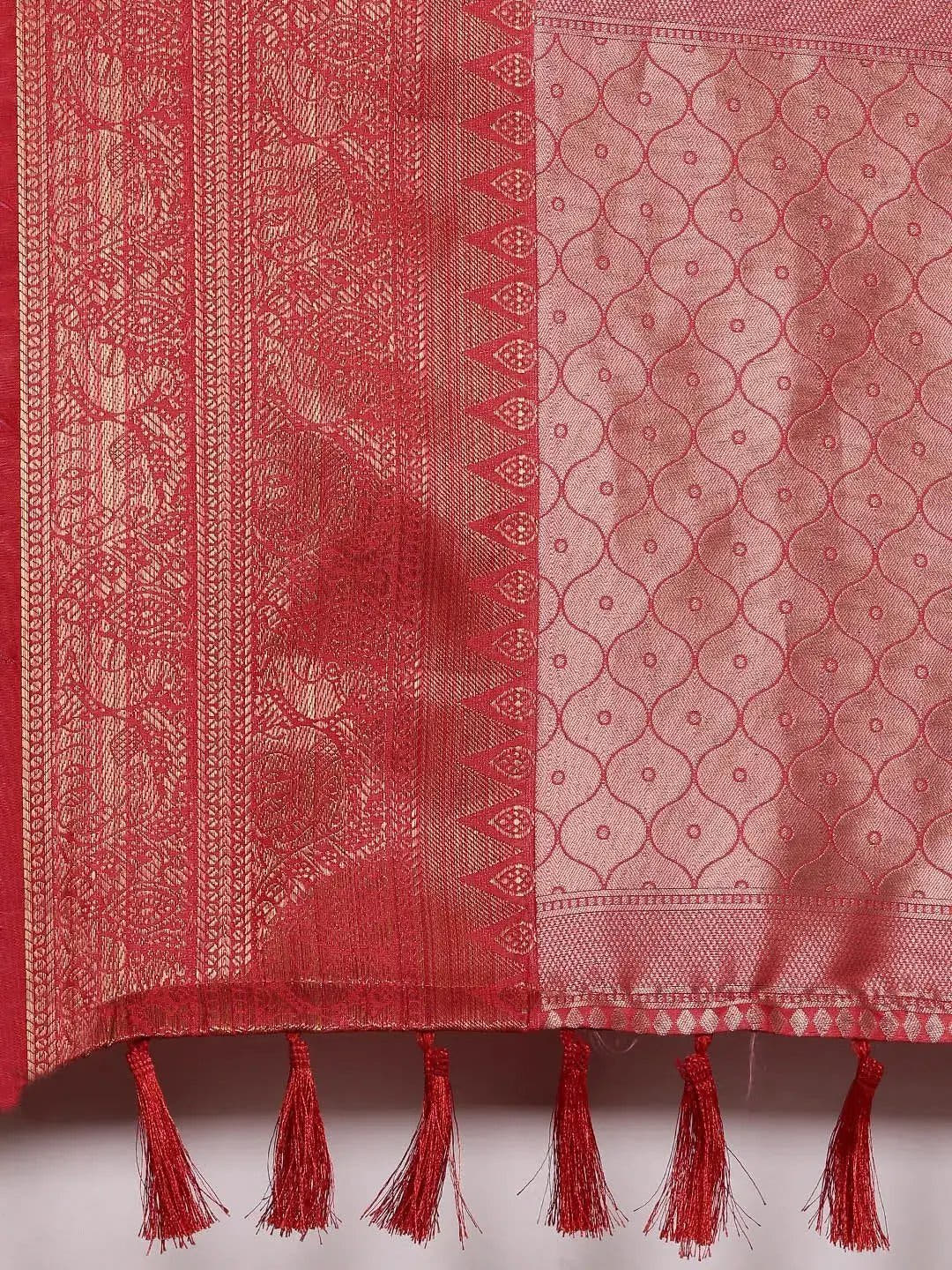 Pink Colour Kalamkari Print Kanjivaram Zari Silk Saree