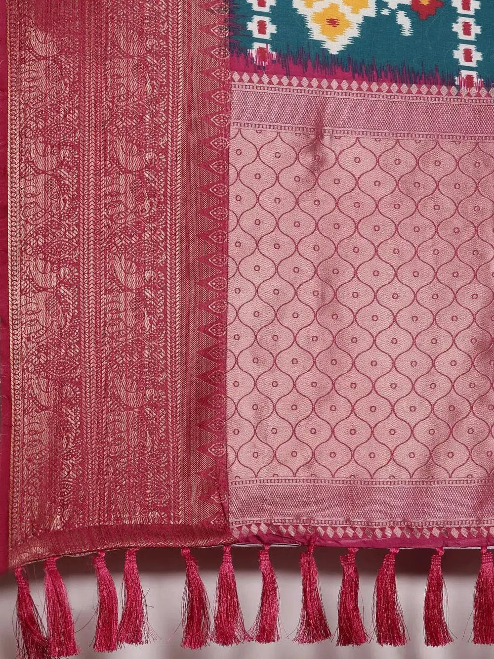 Sky Blue Kalamkari Print Kanjivaram Zari Silk Saree