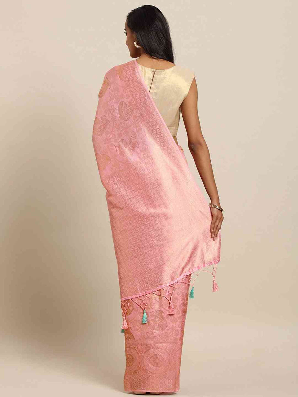 Baluchari Pink Silk Blend Woven Design Sare