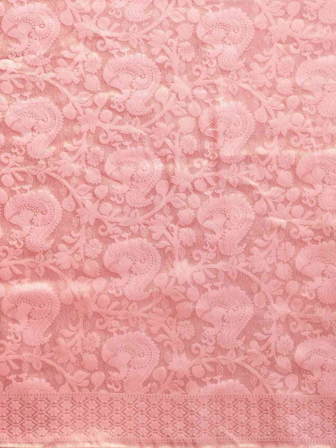 Baluchari Pink Silk Blend Woven Design Sare