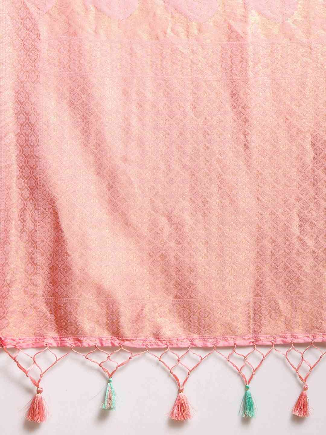 Baluchari Pink Silk Blend Woven Design Sare