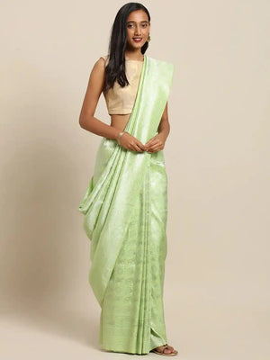Baluchari Pista Silk Blend Woven Design  Saree