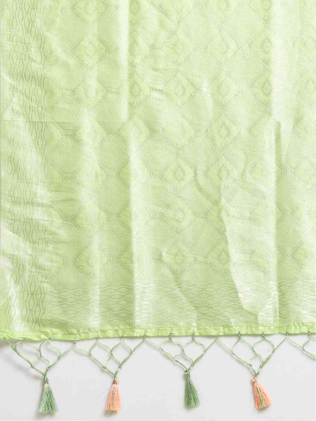 Baluchari Pista Silk Blend Woven Design  Saree