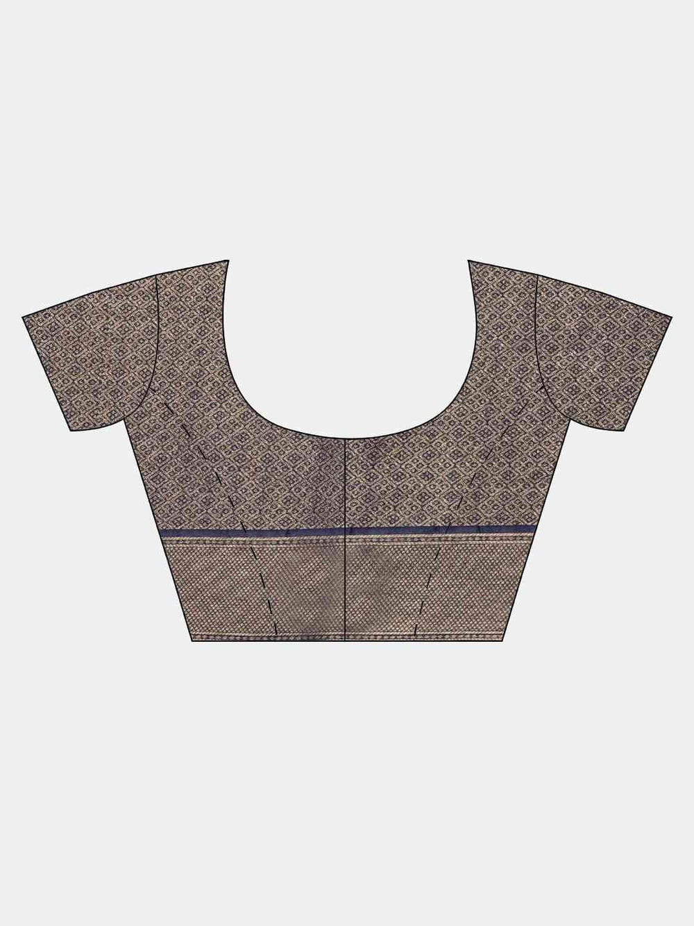 Stylish Navy Silk Blend Banarasi Saree with Exquisite Woven Design