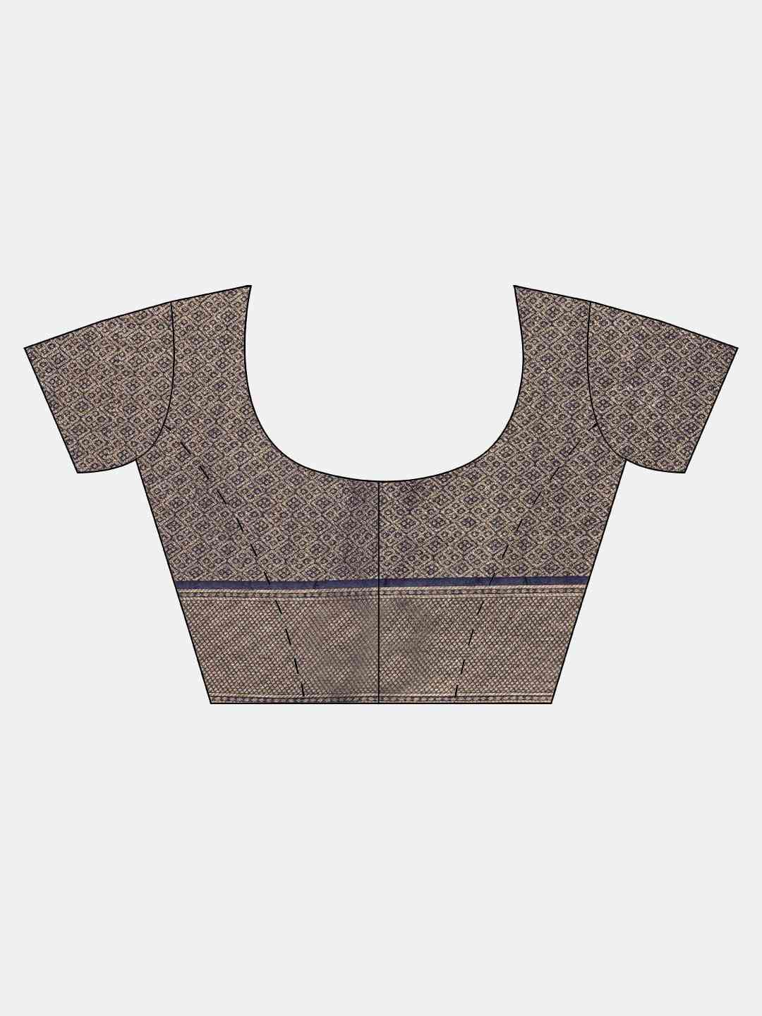 Stylish Navy Silk Blend Banarasi Saree with Exquisite Woven Design