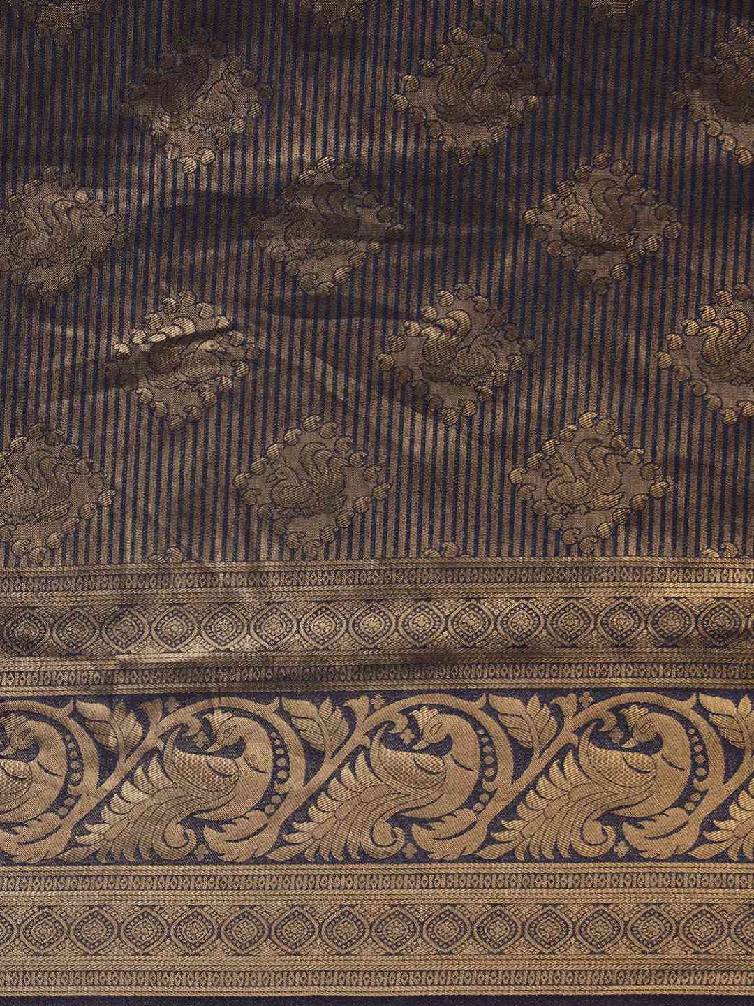 Exclusive Navy Silk Blend Banarasi Saree with Exquisite Woven Design