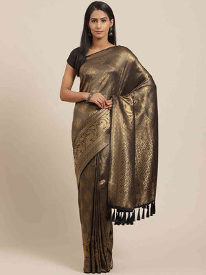 Trendy Black Colour Zari And Woven Design Banarasi Saree