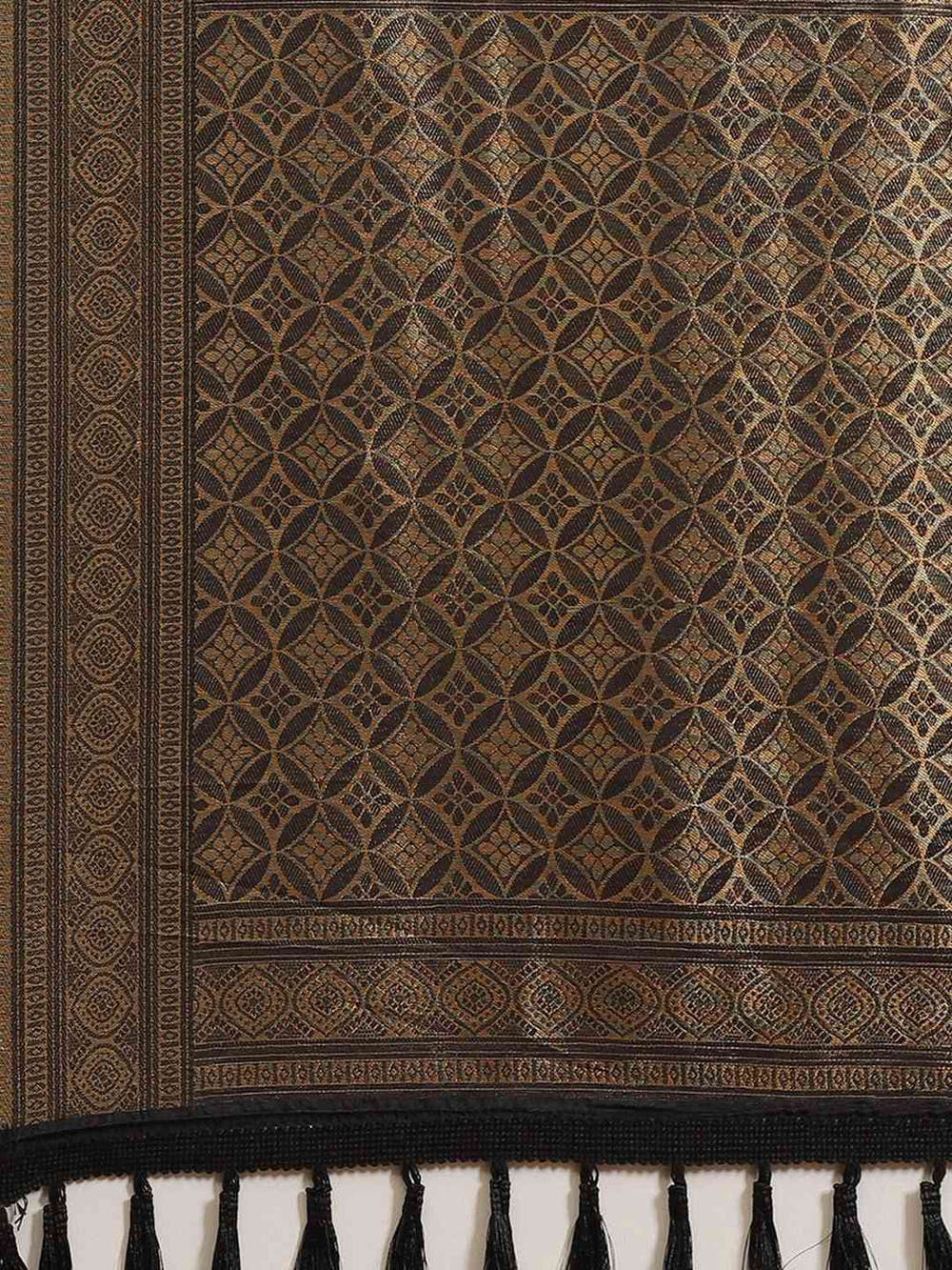 Trendy Black Colour Zari And Woven Design Banarasi Saree