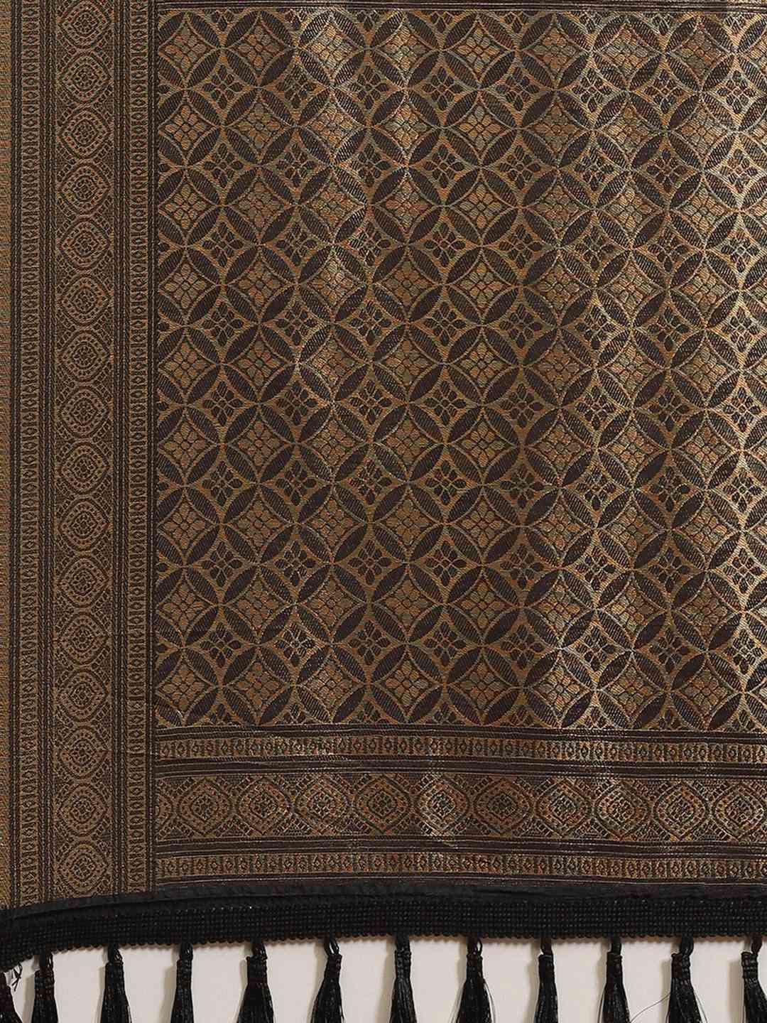 Trendy Black Colour Zari And Woven Design Banarasi Saree