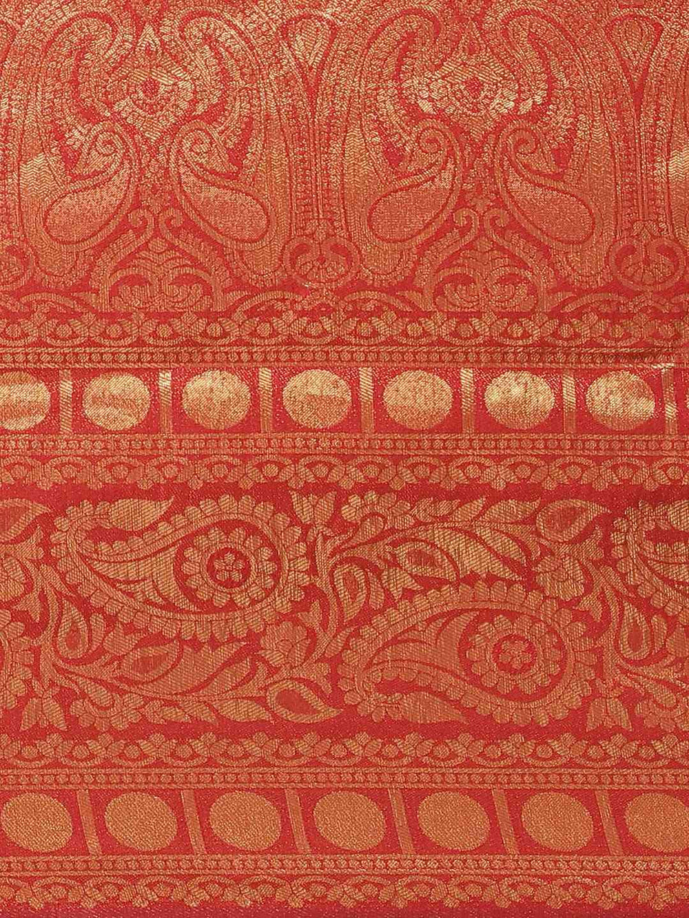 Red Colour Banarasi Silk Blend Saree With Zari Woven Desing