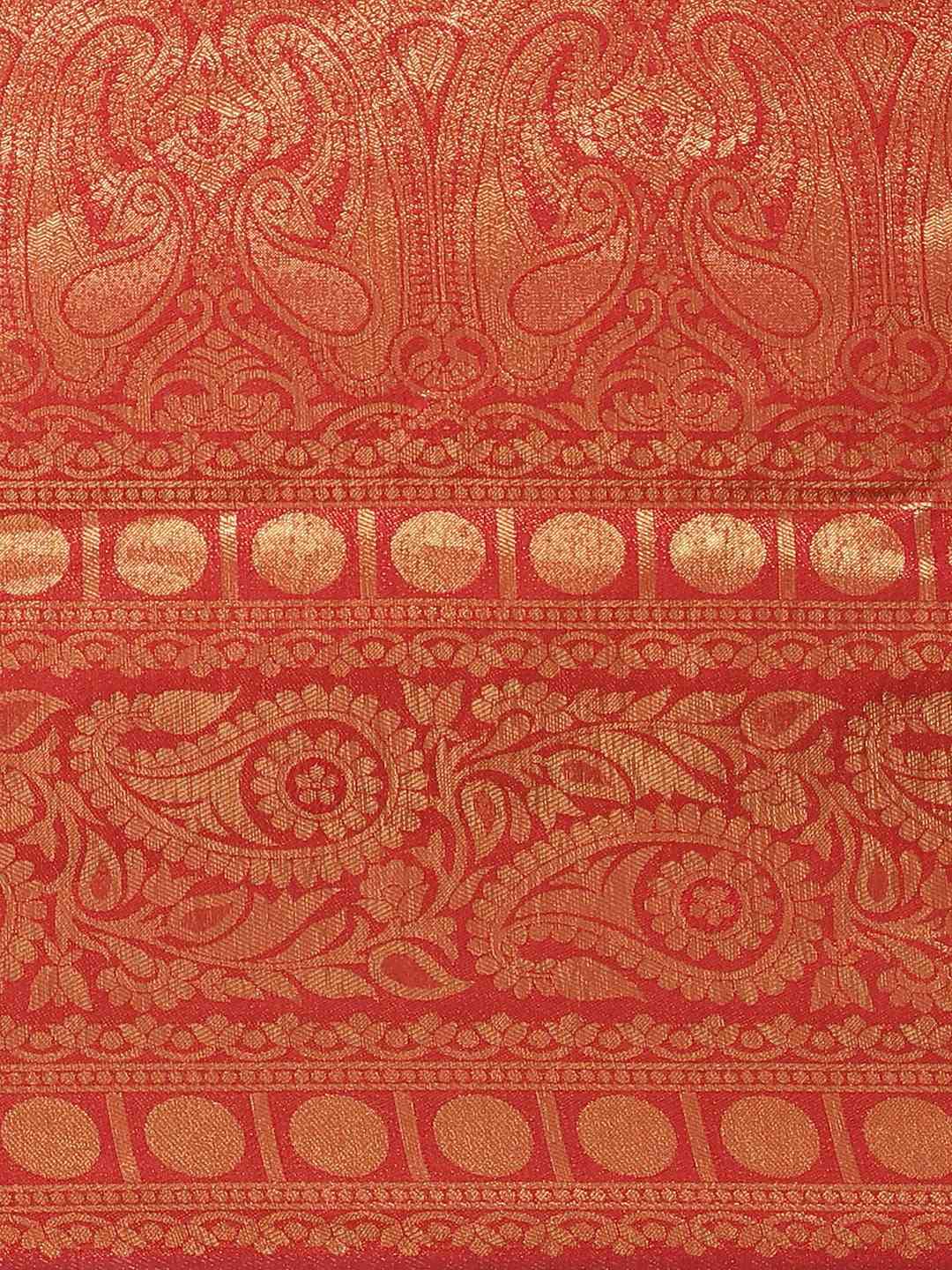 Red Colour Banarasi Silk Blend Saree With Zari Woven Desing