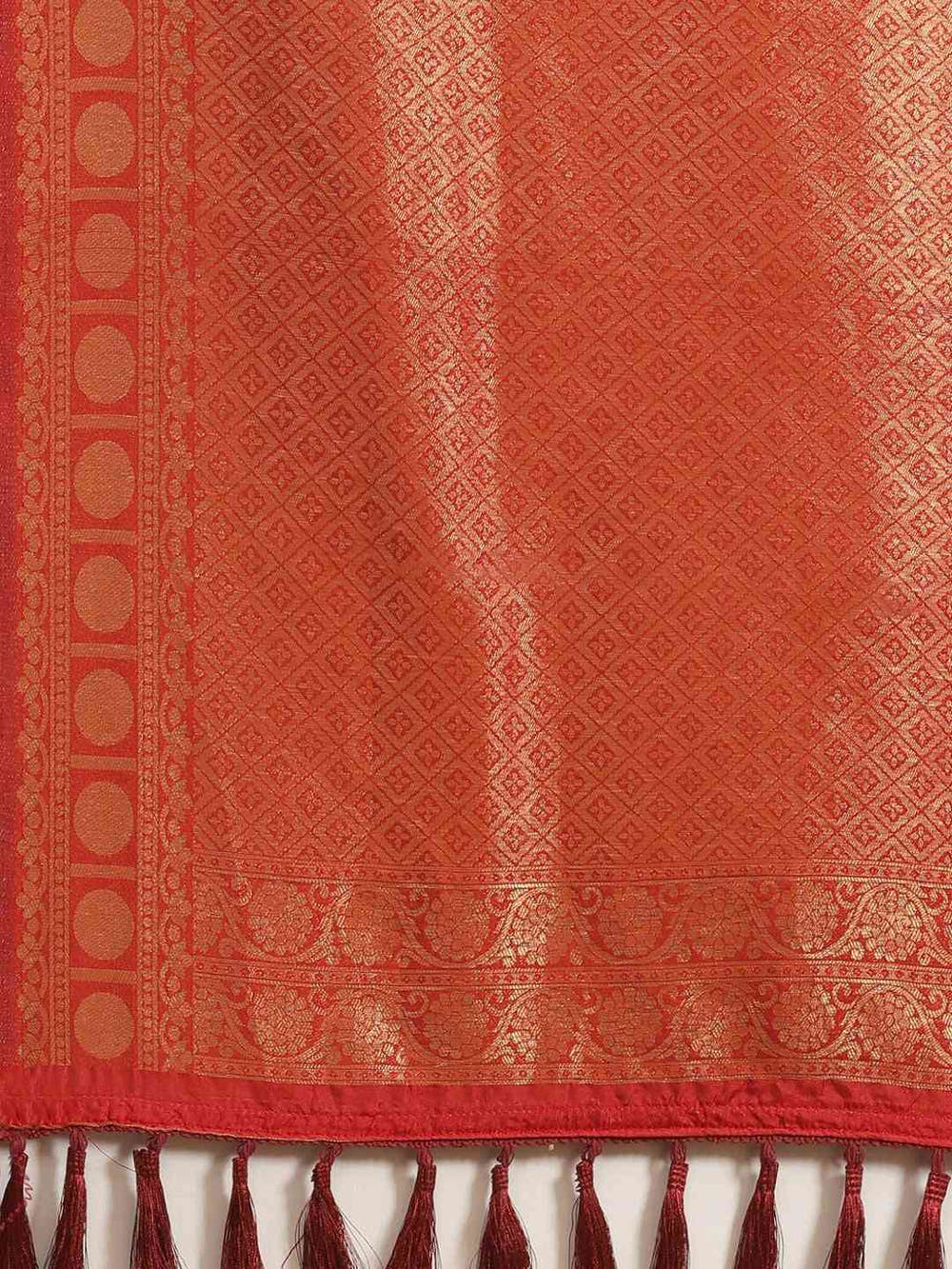Red Colour Banarasi Silk Blend Saree With Zari Woven Desing