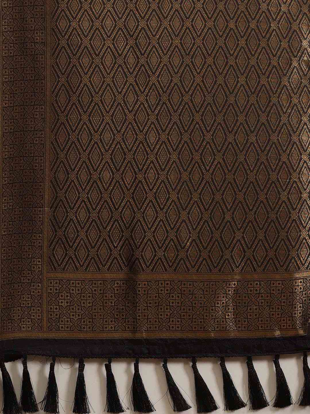 Trendy Black Woven Design Banarasi Saree