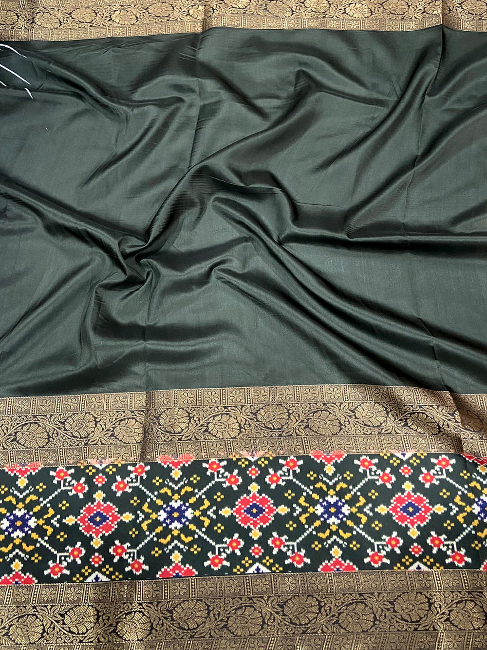 Beige Ikkat Kalamkari Saree
