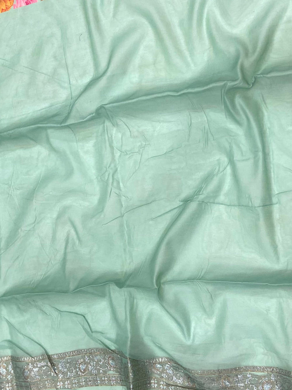 Light Green Lakhnavi Bandla Zari Weaving Saree