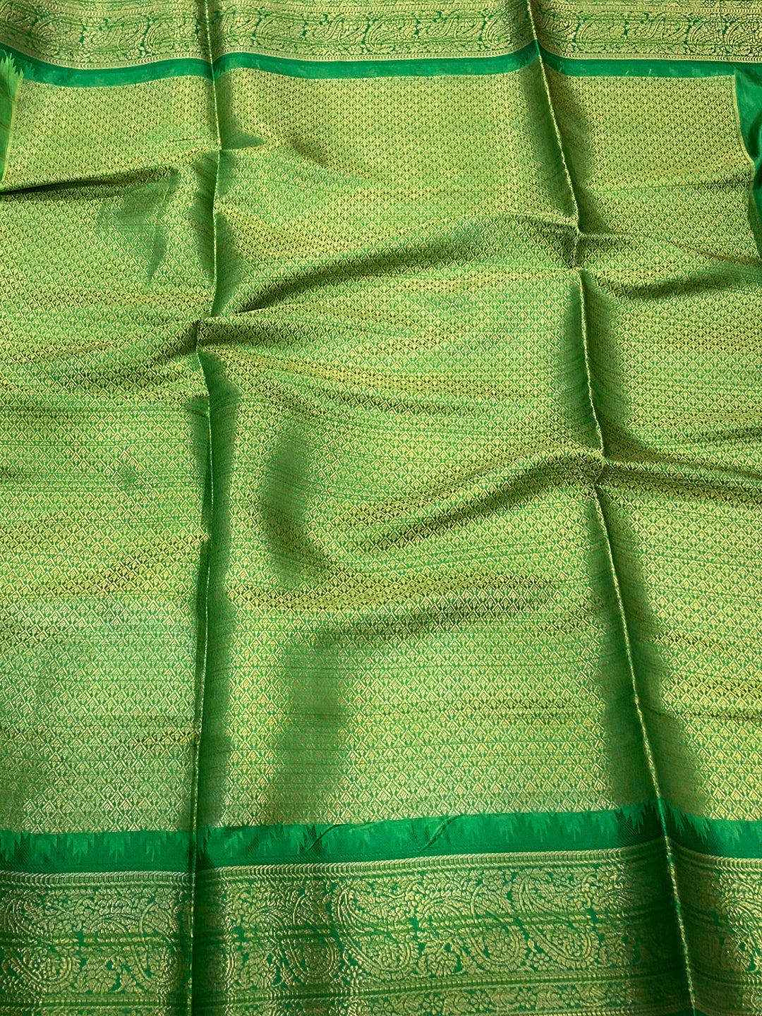Green Kovai Rettapet Border Geometric Saree