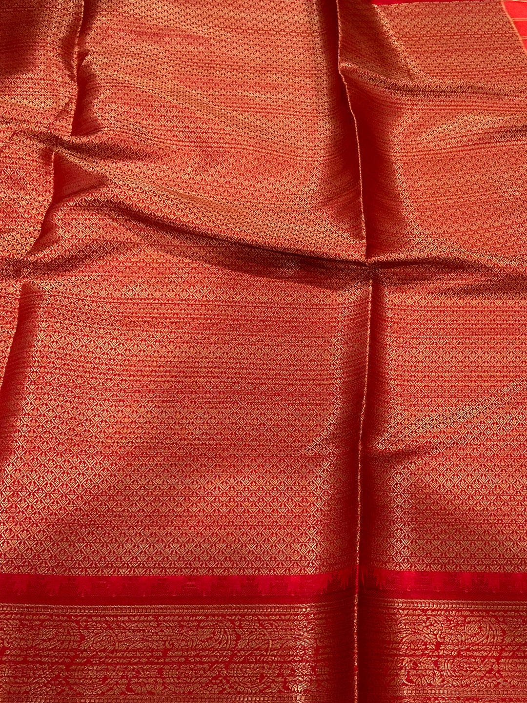 Red Kovai Rettapet Border Geometric Saree