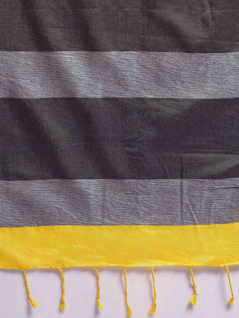 Stylish Yellow Linen Blend Woven Design And Zari Saree