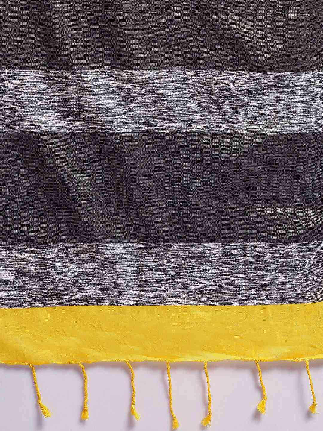 Stylish Yellow Linen Blend Woven Design And Zari Saree