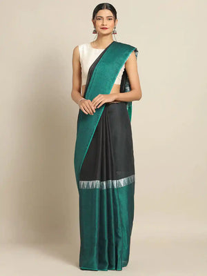 Stylish Green  Linen Blend Woven Design And Zari Saree