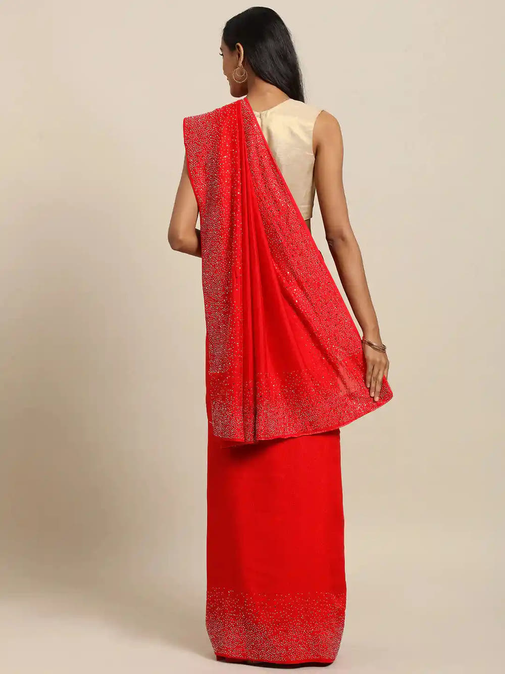 Poly Silk Saree in Red Colour With Blouse Piece