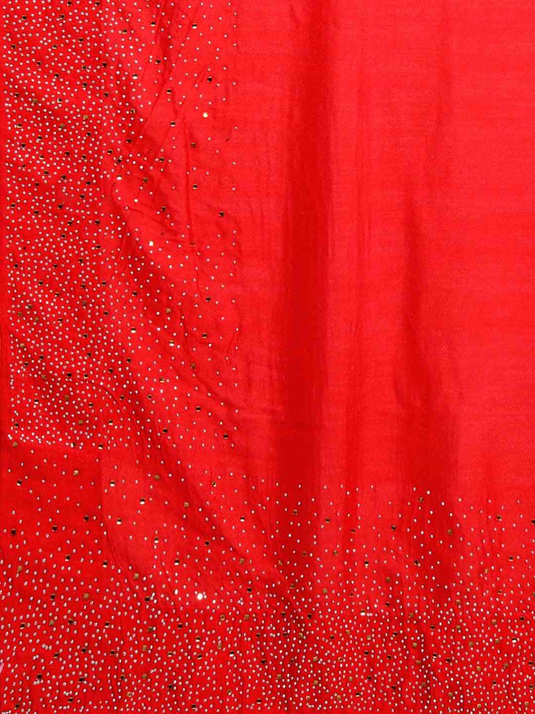 Poly Silk Saree in Red Colour With Blouse Piece