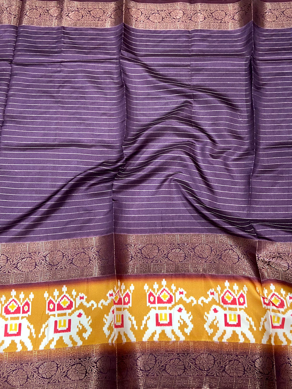 Geometric Elegance Ikkat Saree