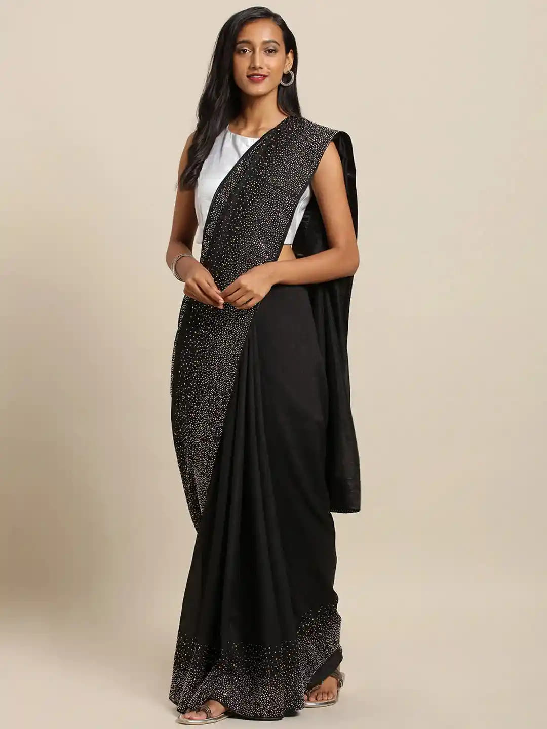 Poly Silk Saree in Black Colour With Blouse Piece
