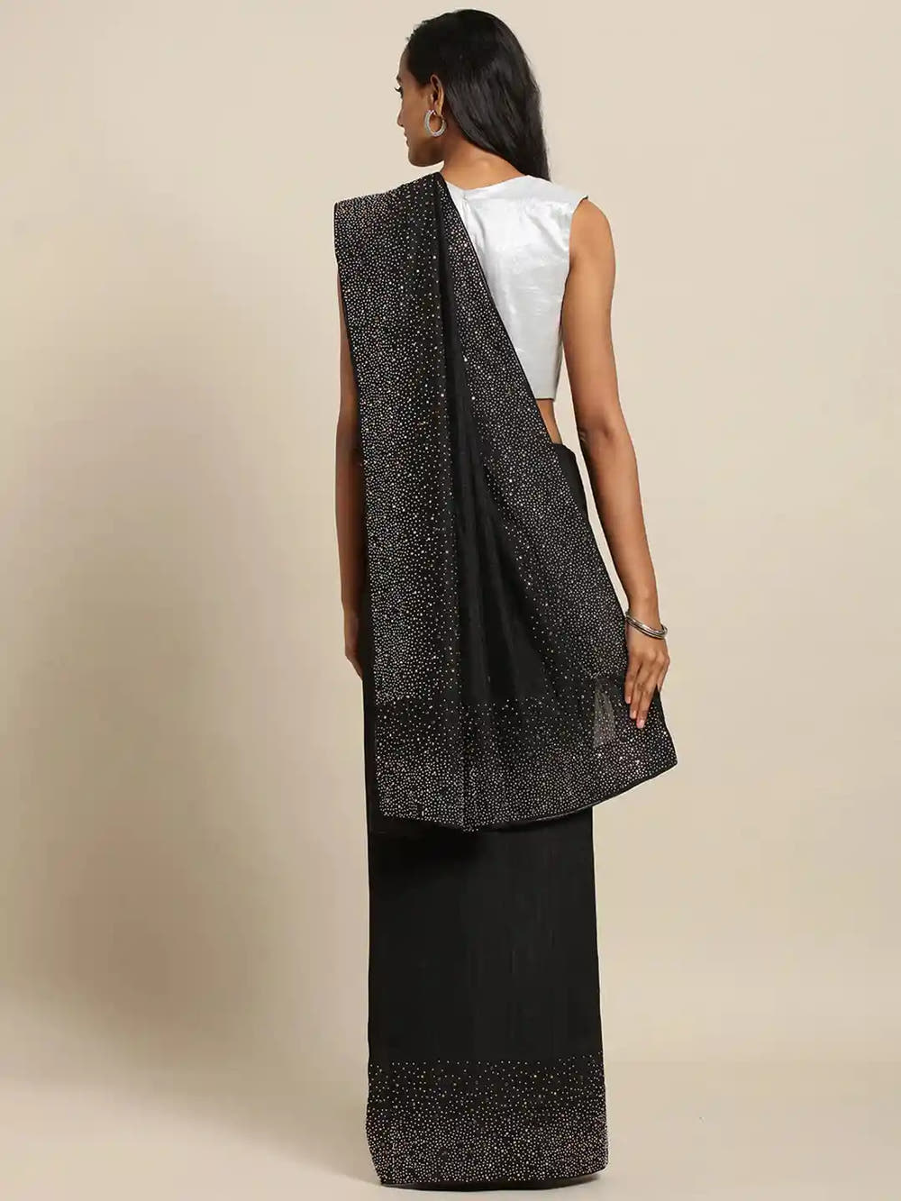 Poly Silk Saree in Black Colour With Blouse Piece