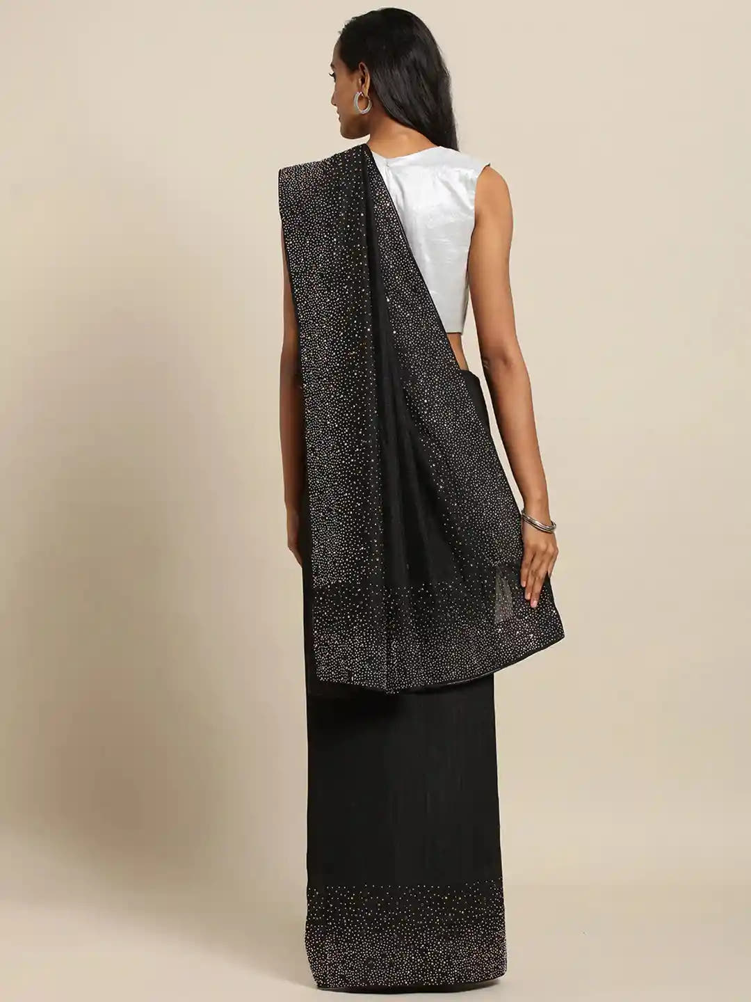Poly Silk Saree in Black Colour With Blouse Piece