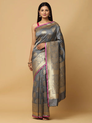  Pure Banarasi Katan Silk Kanchi Zari Weaving Saree