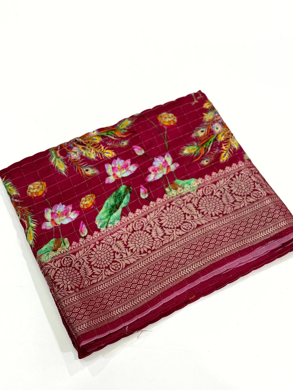 Rose Pink Pure Viscose Kalalmkari Print Saree
