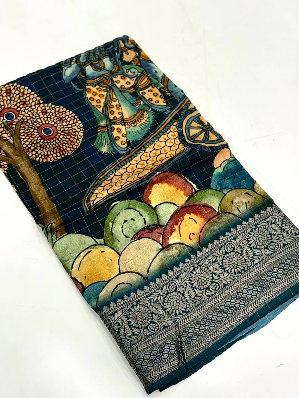 Green Pure Viscose Kalalmkari Print Saree