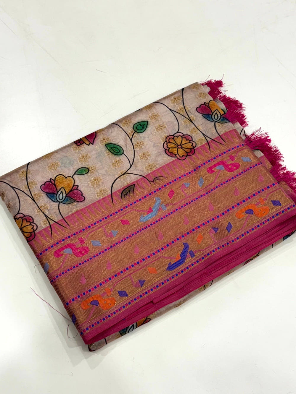 Ethereal Kalamkari Printed Tissue Saree