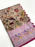 Beige Organza Tissue Saree
