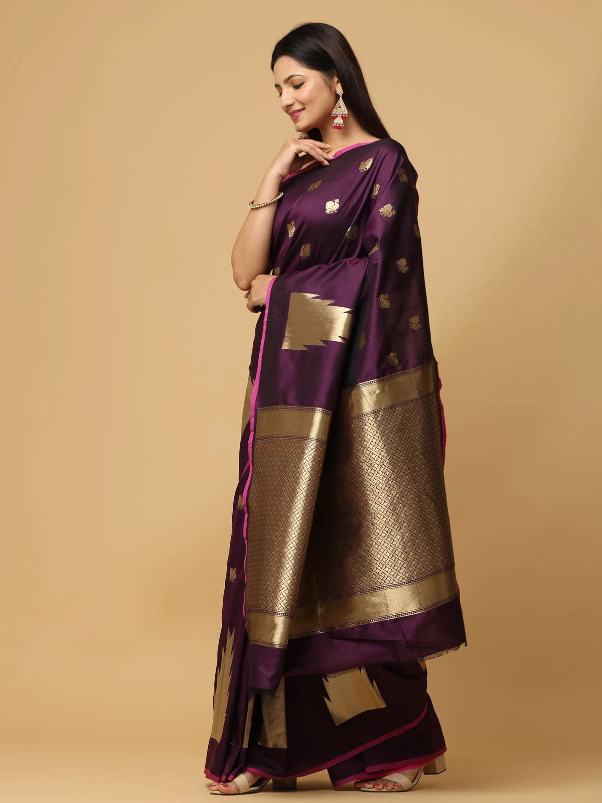  Pure Banarasi Katan Silk Kanchi Zari Weaving Saree