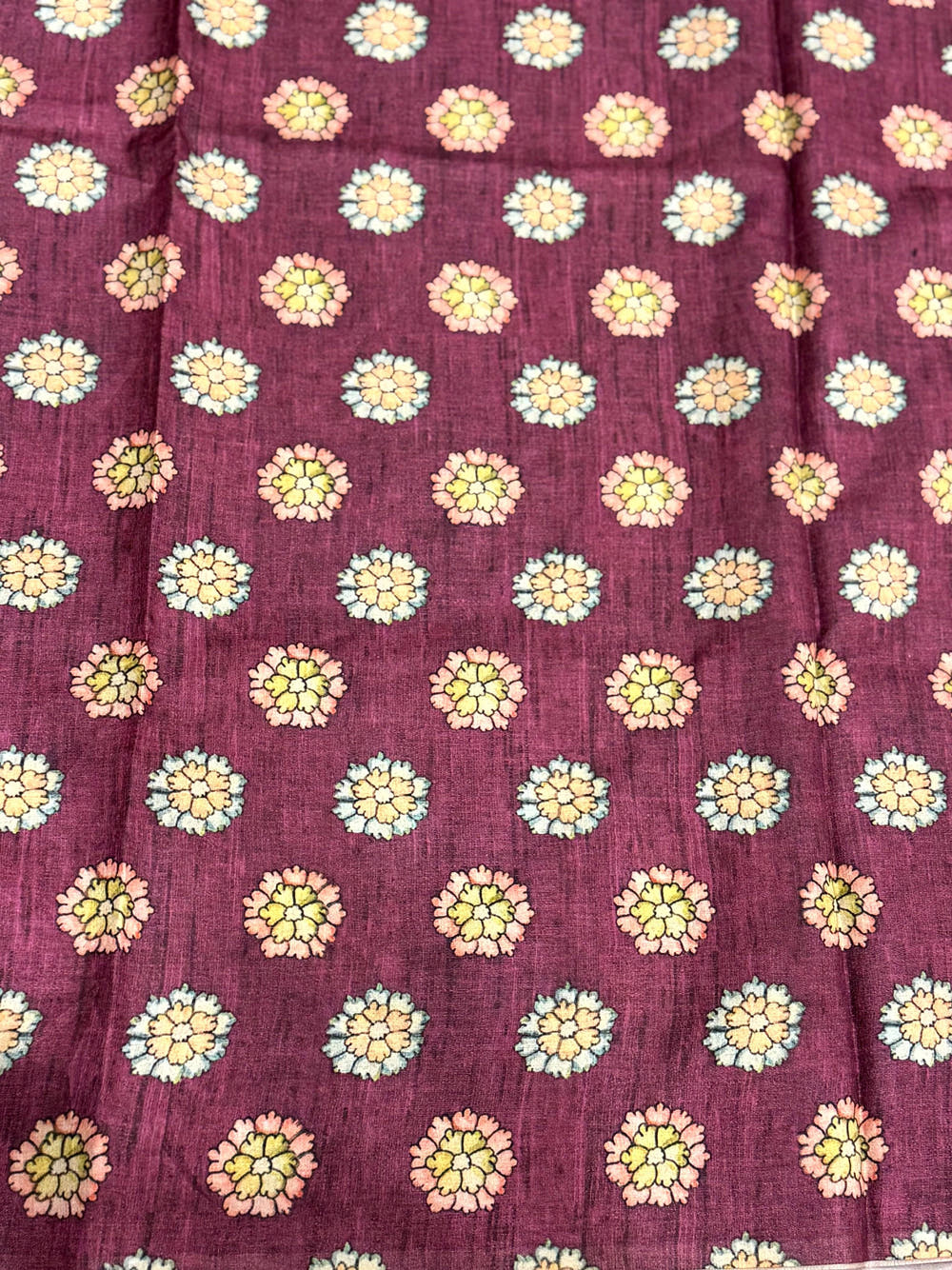Wine Soft Semi Tussar Digital Print Saree