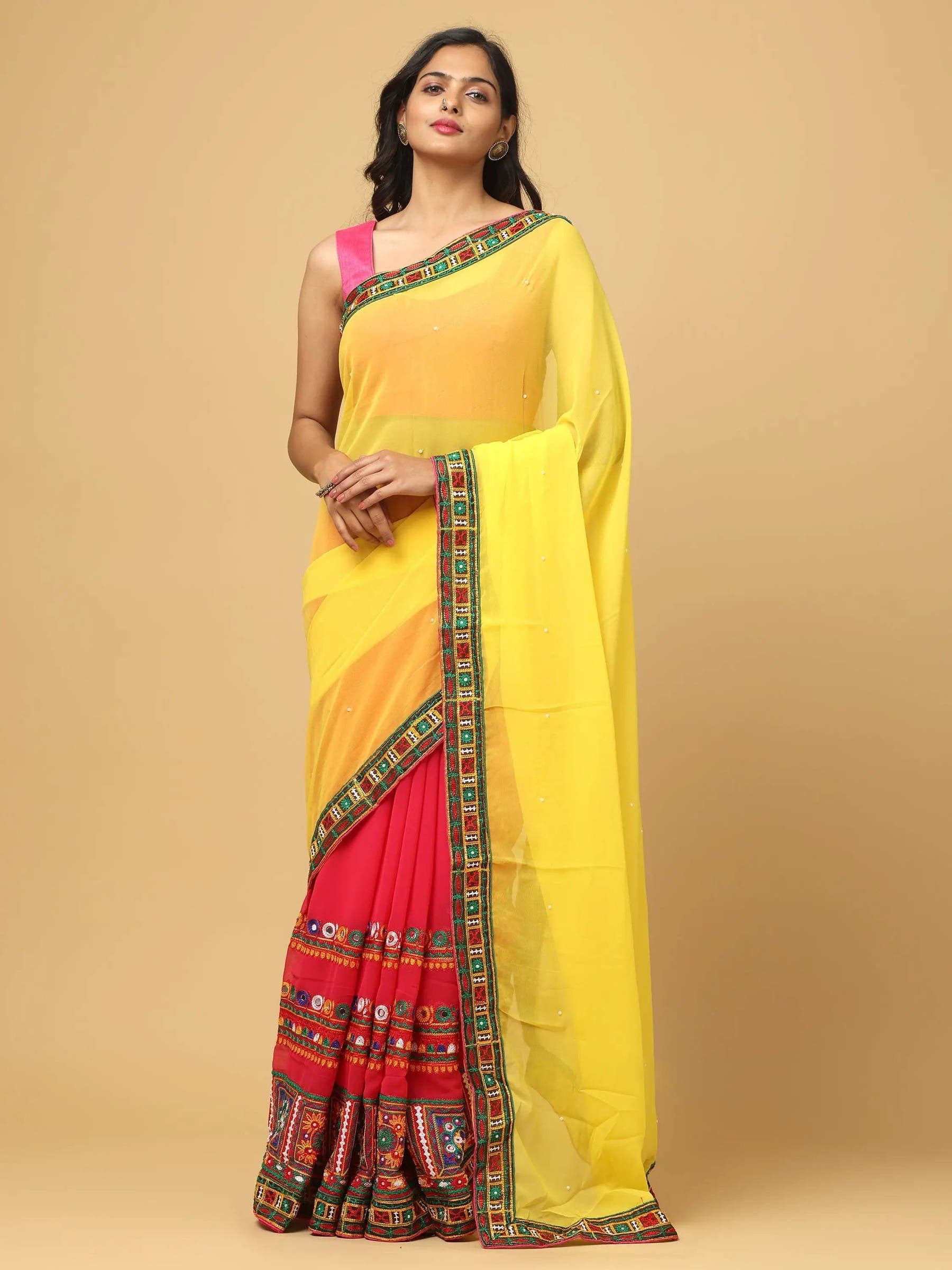 Royal Katchi Embroidery Festive Wear Saree