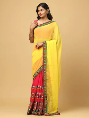 Royal Katchi Embroidery Festive Wear Saree
