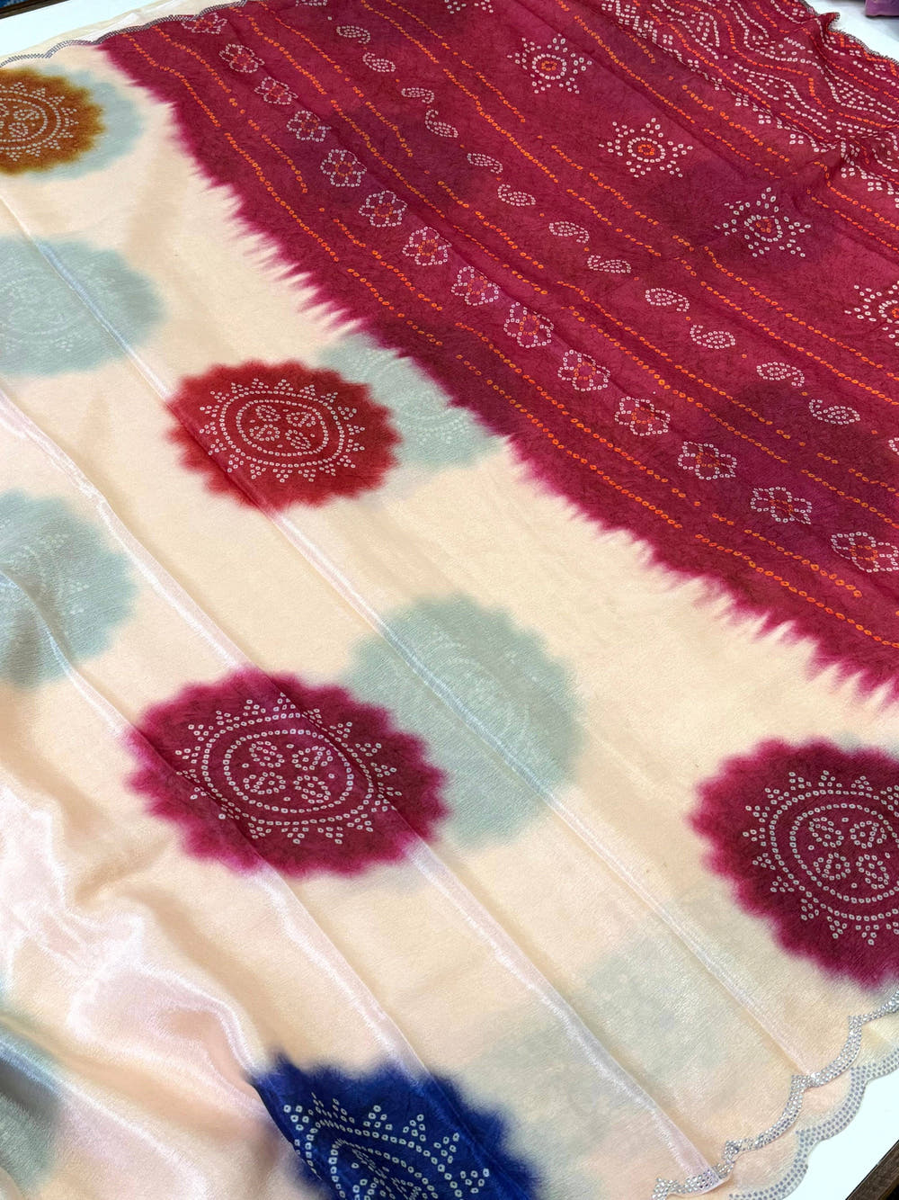 Regal Chiffon Bandhej Print Saree