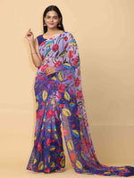 Soft Poly Georgette Digital Kalamkari Print Saree
