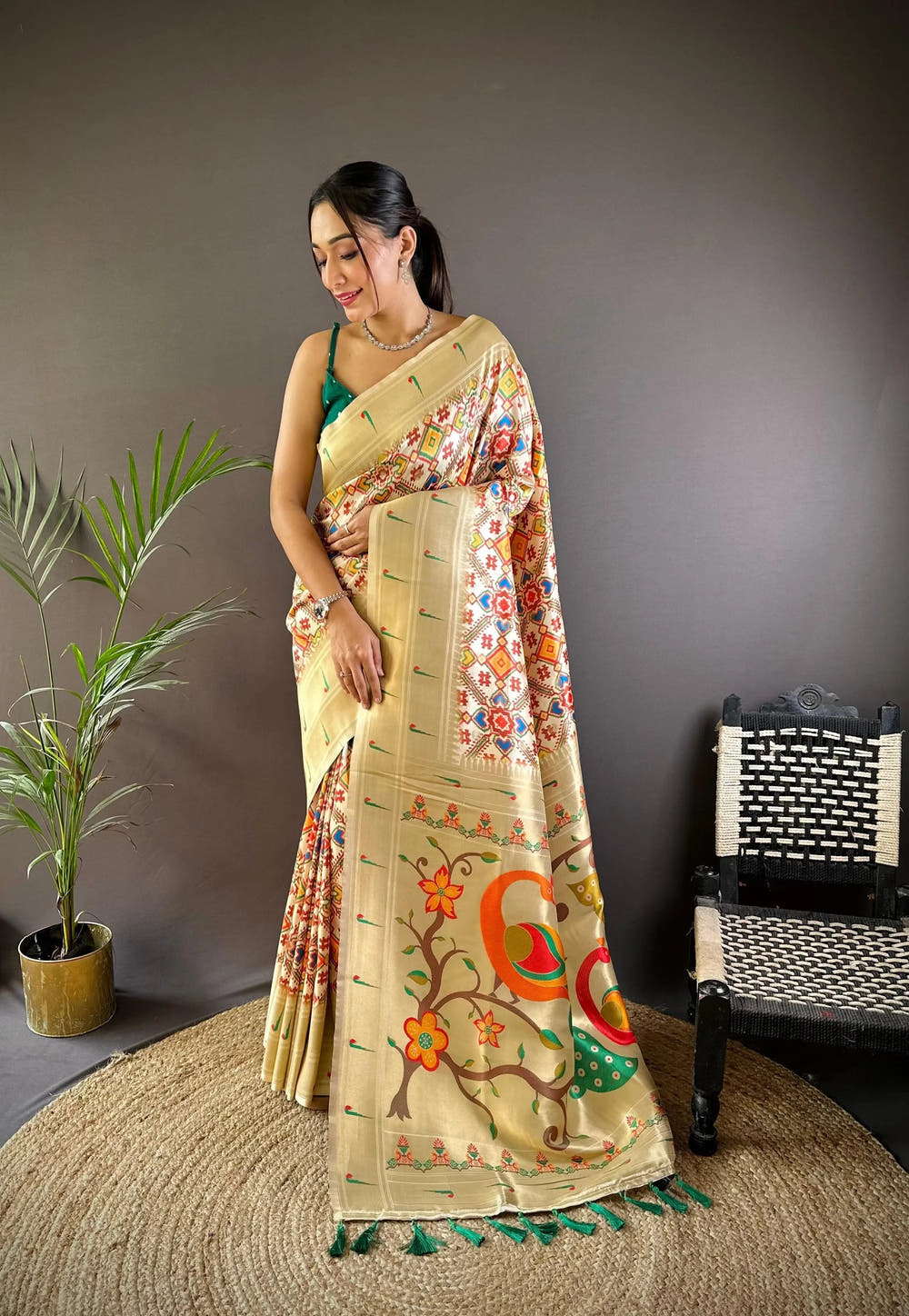 Patola Print Soft Paithani Silk Saree