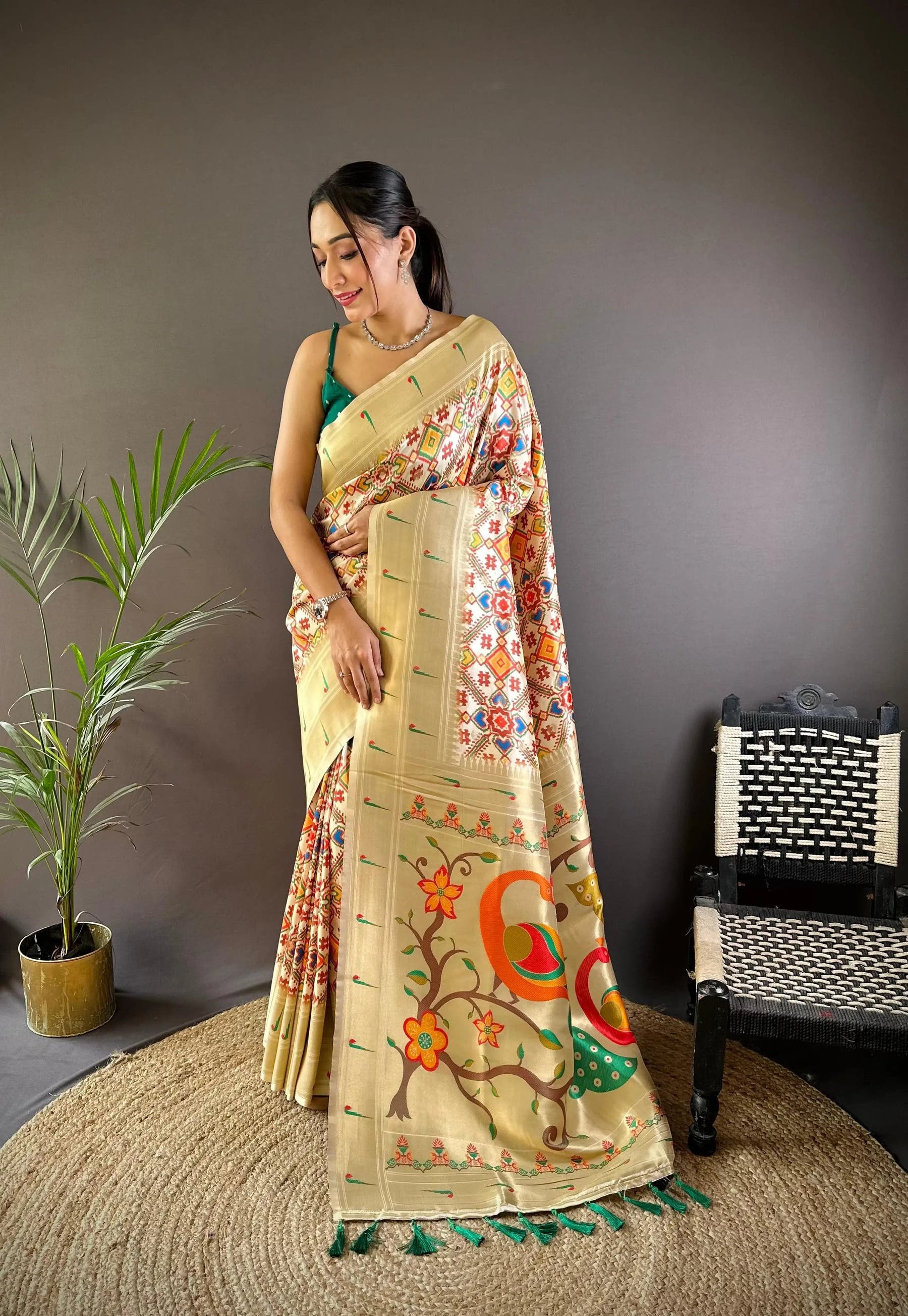 Patola Print Soft Paithani Silk Saree