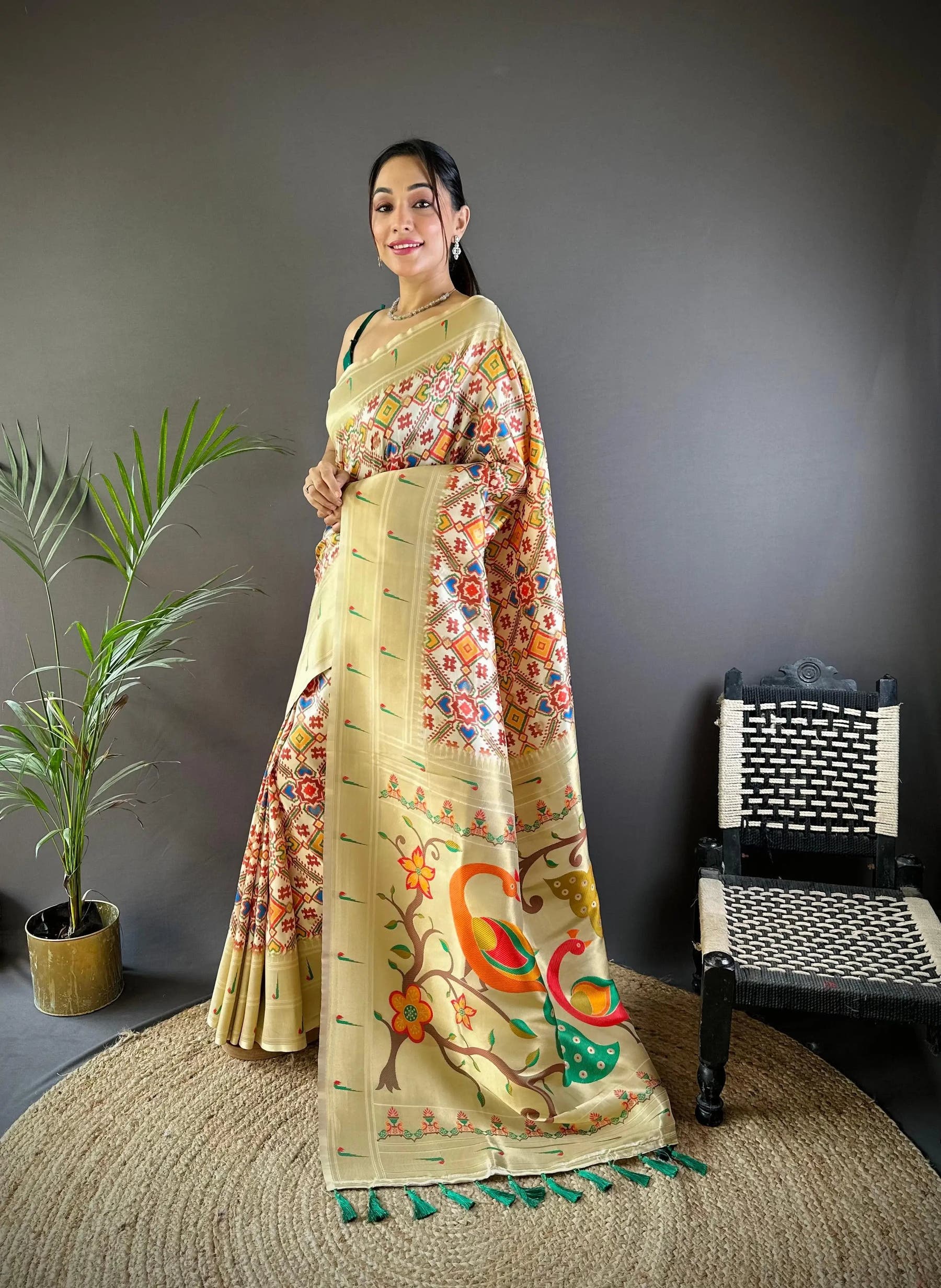 Patola Print Soft Paithani Silk Saree