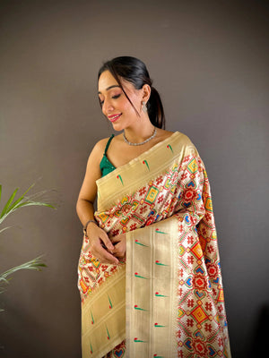 Patola Print Soft Paithani Silk Saree